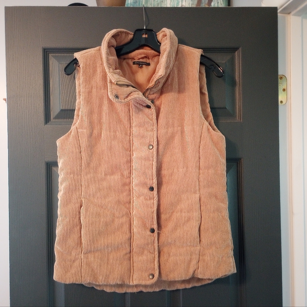 On the Go Corduroy Puffer Vest Carmel Brown Zip Snap Autumn Fashion Staccato y2k